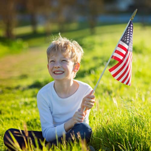 Child Waving Flag
