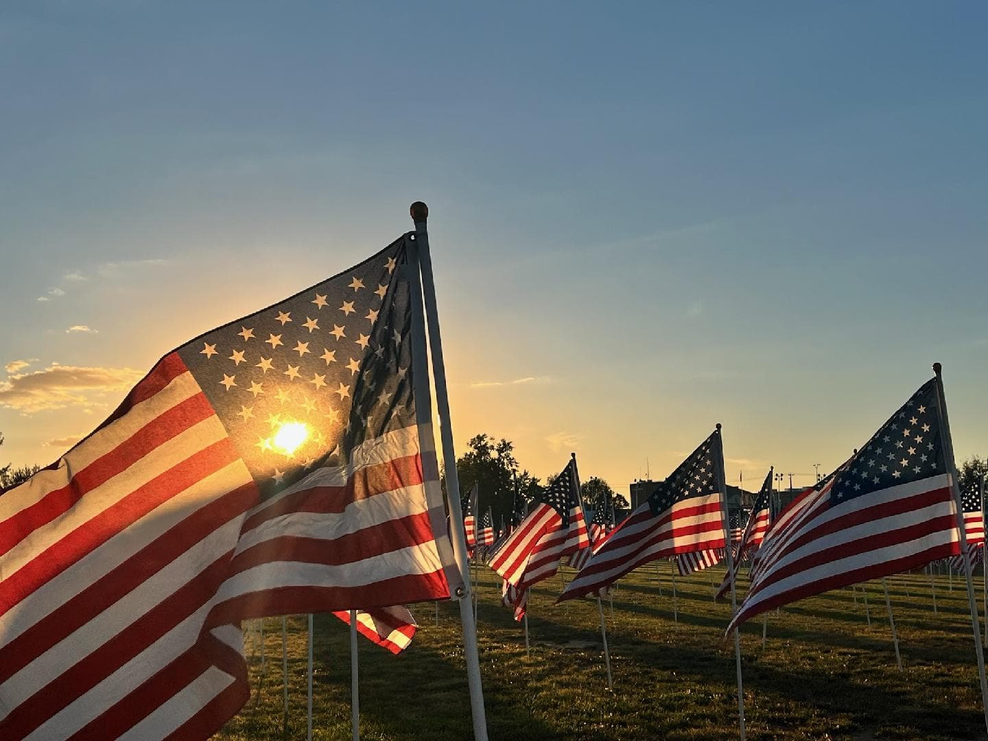 American Flag at Sunset